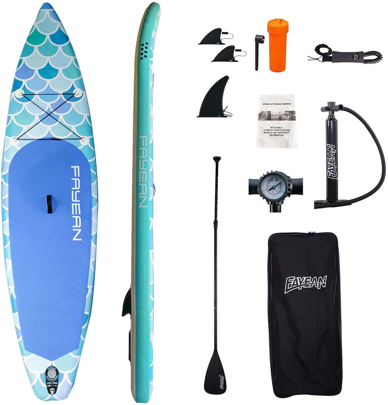 Inflatable Paddle Board,Stand Up Paddle Board,Anti-Slip EVA Deck,Complete SUP Accessories for All Skill Levels,Widened Paddleboard Equipped with Removable Fin, Hand Pump