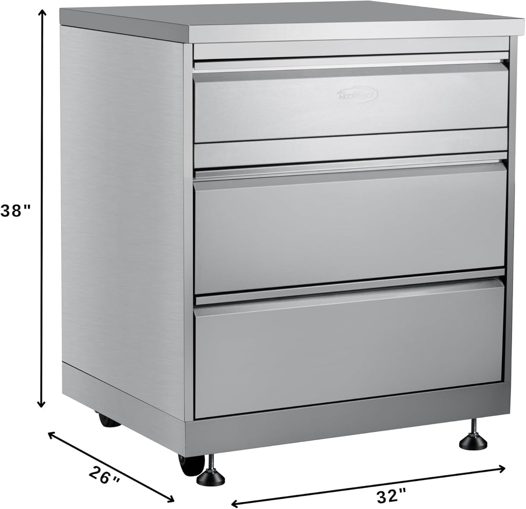 KoolMore 32 in. Stainless-Steel Outdoor Kitchen Cabinet with Three Drawers (KM-OKS-CAB3)
