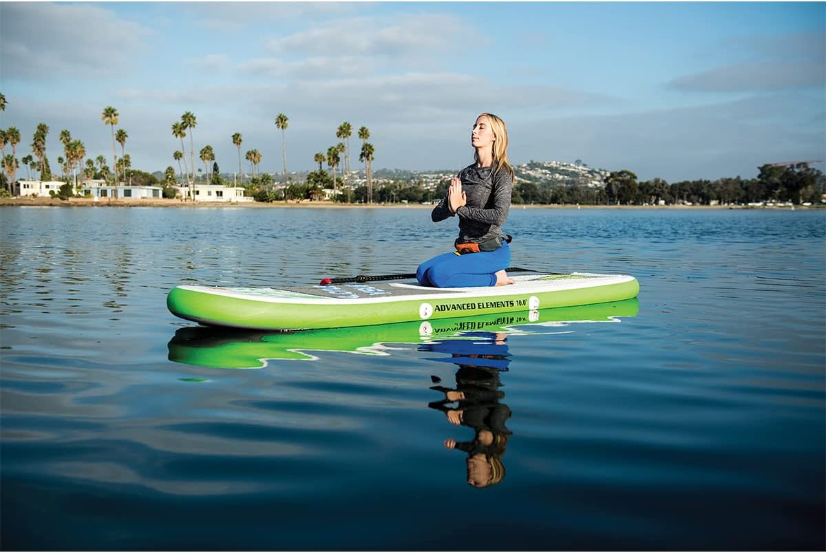 ADVANCED ELEMENTS Lotus Yoga Inflatable Stand Up Paddle Board & Pump, White, 10ft (AE1062-G)