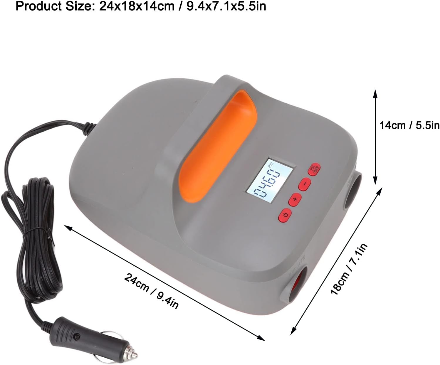 20PSI High Pressure Air Pump for Paddle Board, Electric Inflation Deflation Pump with LCD Screen, Portable 12V DC Car Connector for, Inflatable Boats, Tents, Quick Conversion