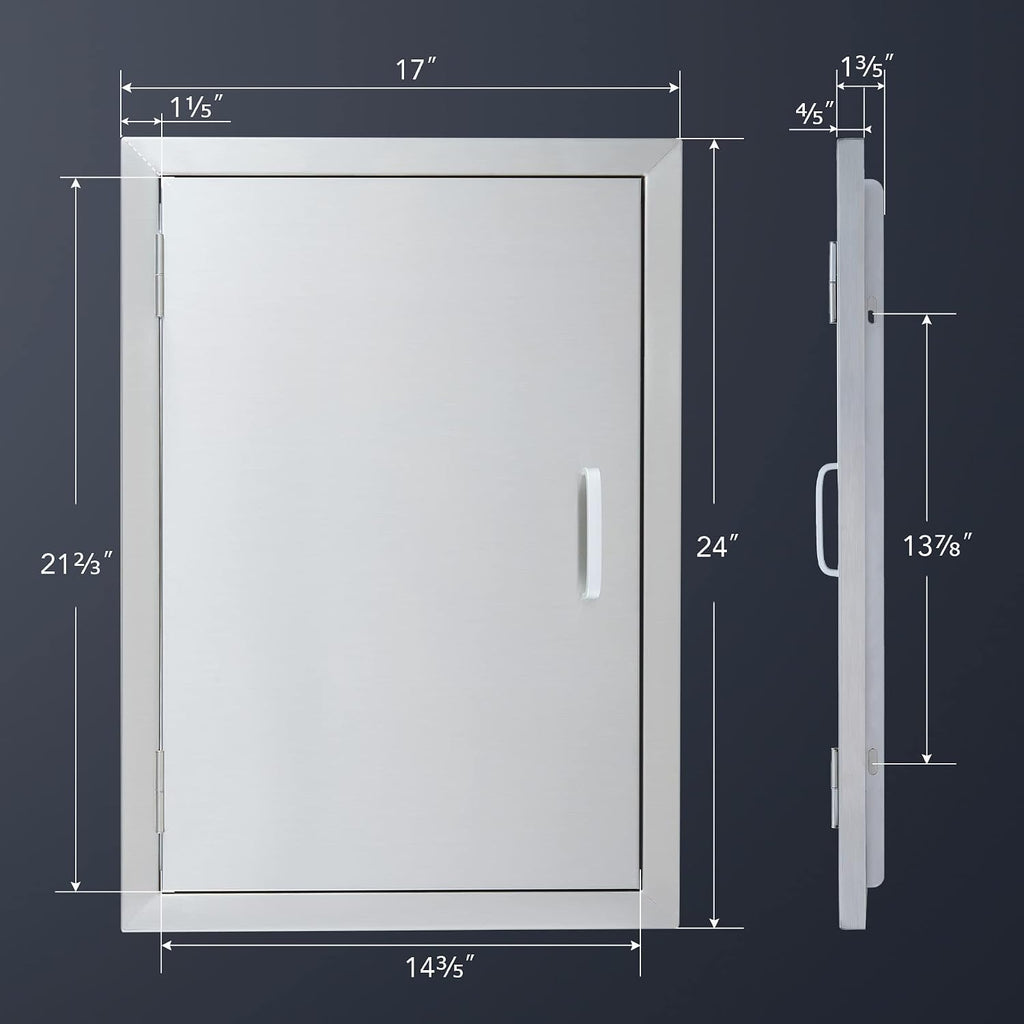 CO-Z Outdoor Kitchen Doors, Weatherproof 304 Stainless Steel Built in Single Access Doors for Outside Kitchen Commercial Grilling Grill BBQ Island Barbeque Station Storage Cabinet (17' x 24')