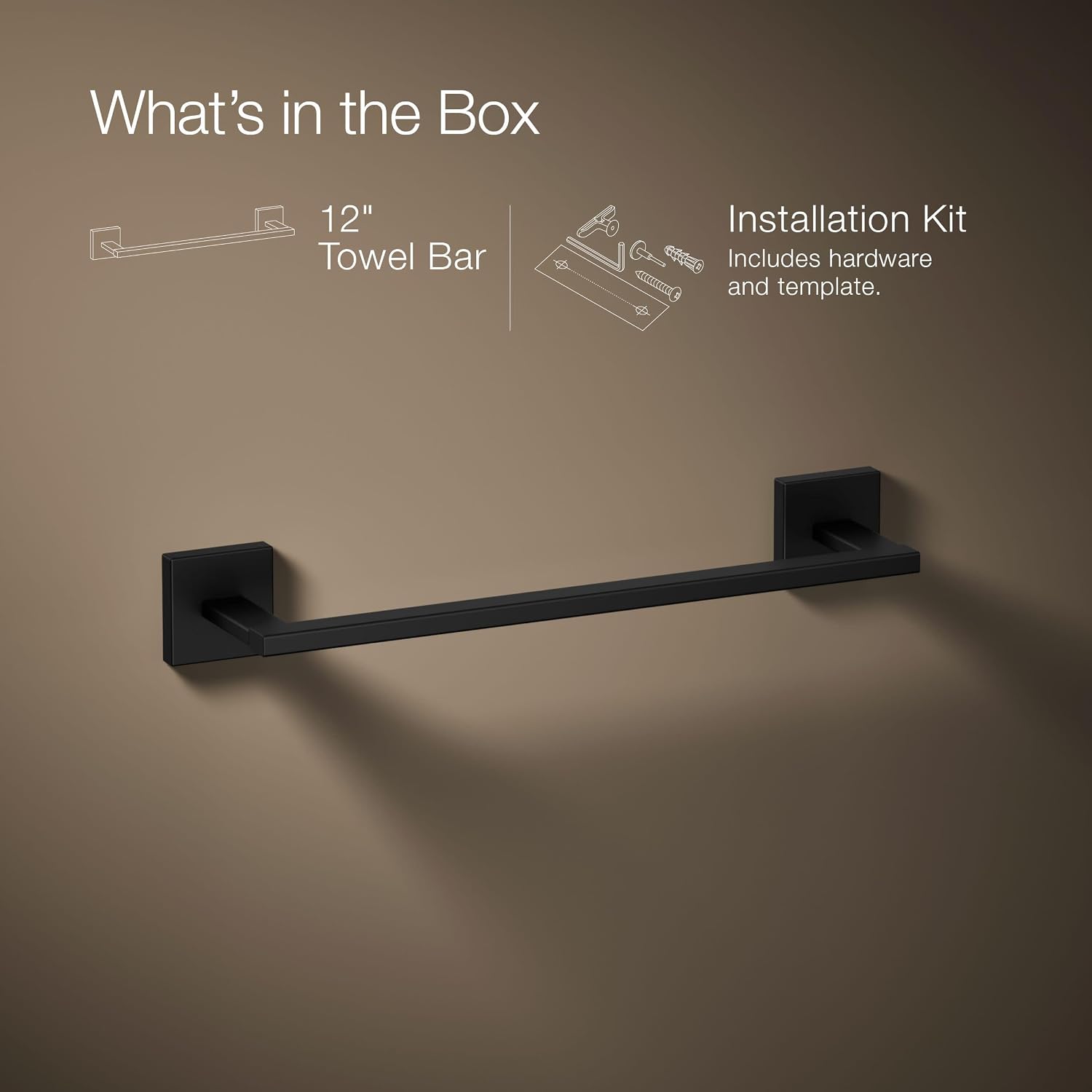 Kohler 23286-BL Square 12' Towel bar, Matte Black