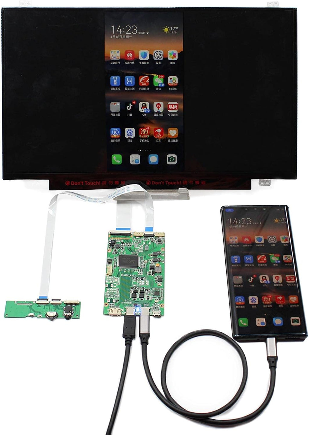 VSDISPLAY 14' 14 Inch 1920X1080 IPS LCD Screen with USB C LCD Controller Board VS-RTD2556HC-V2