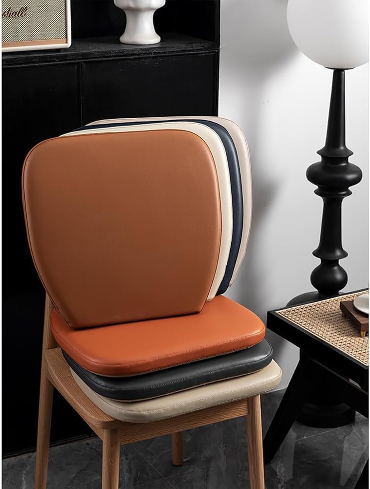 Set of 1/2/4 Memory Foam Dining Chair Cushion PU Leather Seat Cushion,Waterproof Indoor Outdoor Chair Seat Pad Non-Slip U-Shape Seat Cushion with Ties (Dark Grey,14x15inhc - 4pcs)