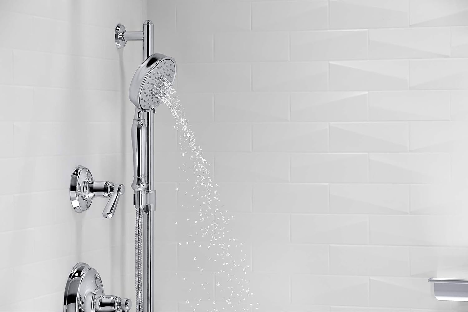 KOHLER 22163-CP Bancroft Multi-Function Handshower, Handheld Showerhead with 3 Spray Settings, 2.5 GPM, Polished Chrome