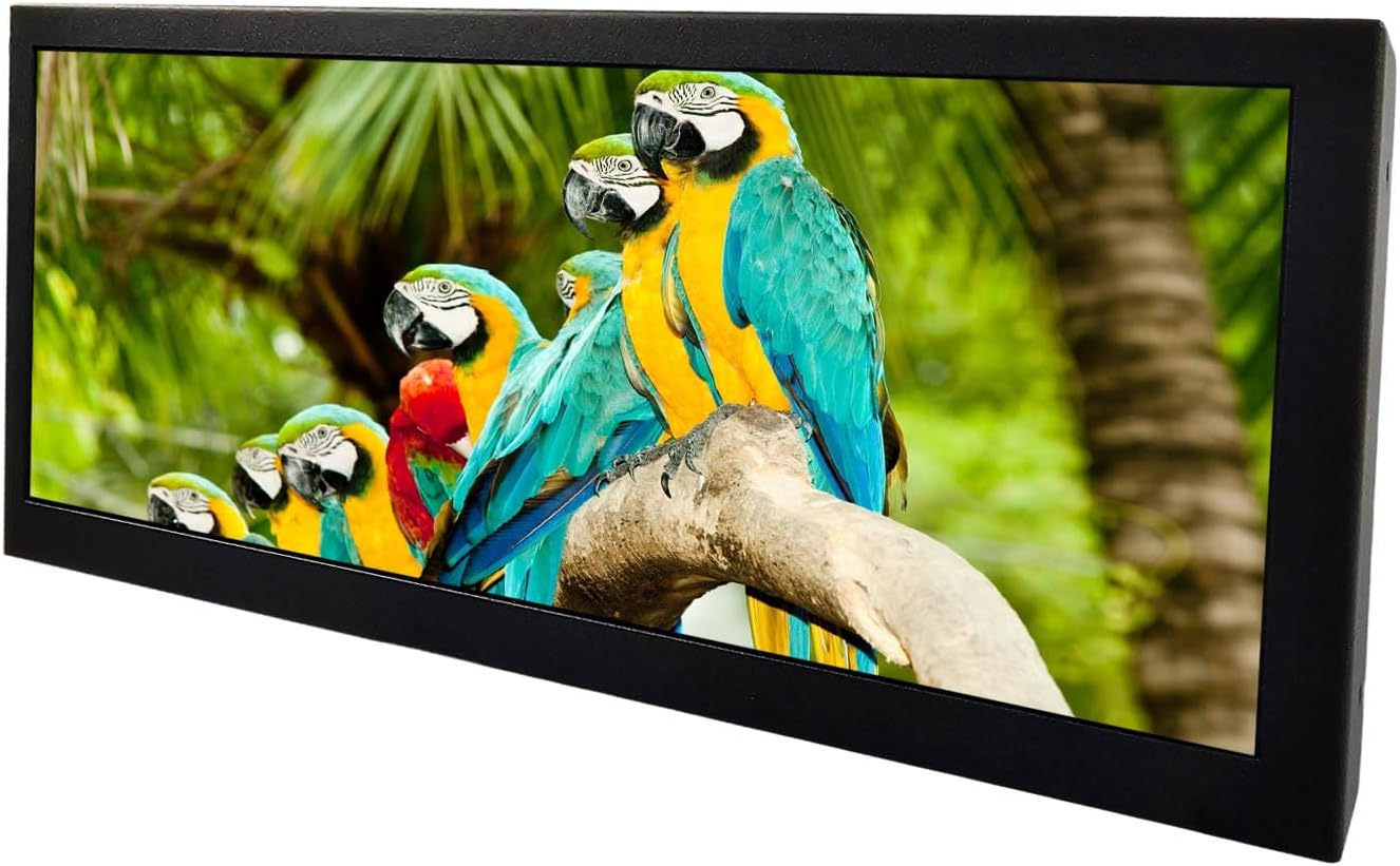 VSDISPLAY 12.3'' Portable IPS LCD Monitor 1920x720 Stretched Bar Display VS123ZJ-V823 with USB Video Input,Supports 180 Degree Image Rotation,as an Extra Screen for PC Laptop Game Cabinet