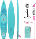 FREESUN Panna 14' x 30' Inflatable Stand Up Paddle Board, Elite Touring & Expedition iSUP with Tool-Free Quick-Install Fin, Glue-Free Heat-Fusion Tech, Fast Glide 14ft Speed Board