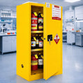 185 Gallon Flammable Storage Cabinet 75H x 25W x 30D, Yellow Galvanized Steel Safety Cabinet, Adjustable Shelf Fireproof Cabinet with 3-Point Key Lock, for Commercial Industrial and Home Use