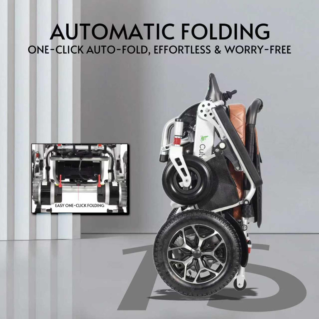 Culver Mobility Wolf Electric Wheelchair for Adults, All Terrain Lightweight Foldable Wheelchairs, Wheel Chair for Adults, One Click Automatic Fold and Unfold (Wolf-Auto)