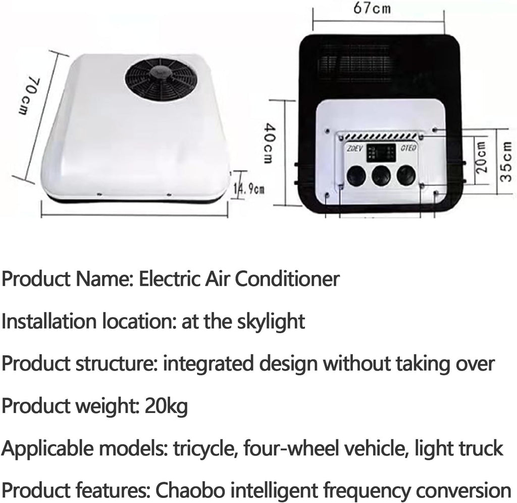 RV Air Conditioner Heat and Cool A/C Unit, Dc 12V Air Conditioner Electric Rooftop Rv Air Conditioner, Electric Rv Truck Camper Van Air Conditioner, Scroll Comp（White-12V）