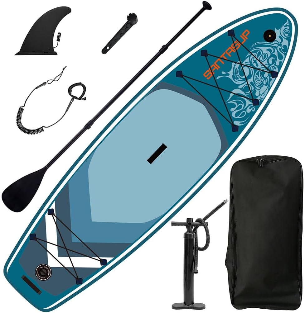 Inflatable Paddle Board for Adults, Extra Wide Stand Up Paddleboards with Premium SUP Accessories and Carry Bag Reinforced Double Layer All-Around Paddleboard Bottom for All Skill Level