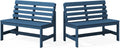 SERWALL Outdoor Bench, All Weather HDPE Outdoor Benches, 2-Person Armless Porch Bench with 600 lbs Weight Capacity, Patio Benches for Outdoors, Porch, Park and Dining, Navy, 2 Pack