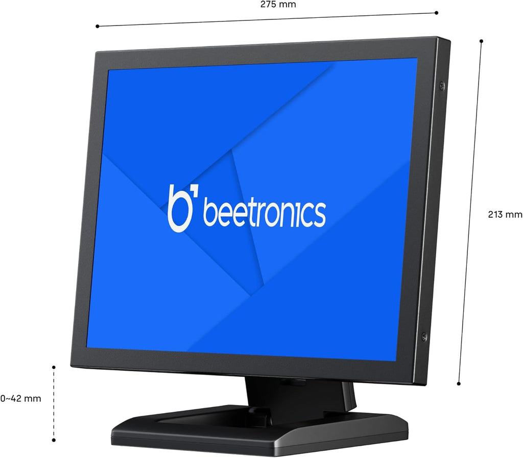Beetronics 12-Inch Full HD IPS Monitor - Professional Industrial-Grade Display | HDMI, VGA, BNC, RCA Inputs | Durable Metal Housing, Matte Screen, 4:3 Aspect Ratio, Wide Viewing Angle - 12VG7M