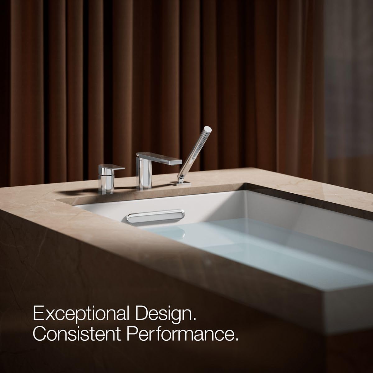 Kohler 23488-4-CP Parallel Single-Handle Deck-Mount Bath Faucet with handshower, Polished Chrome