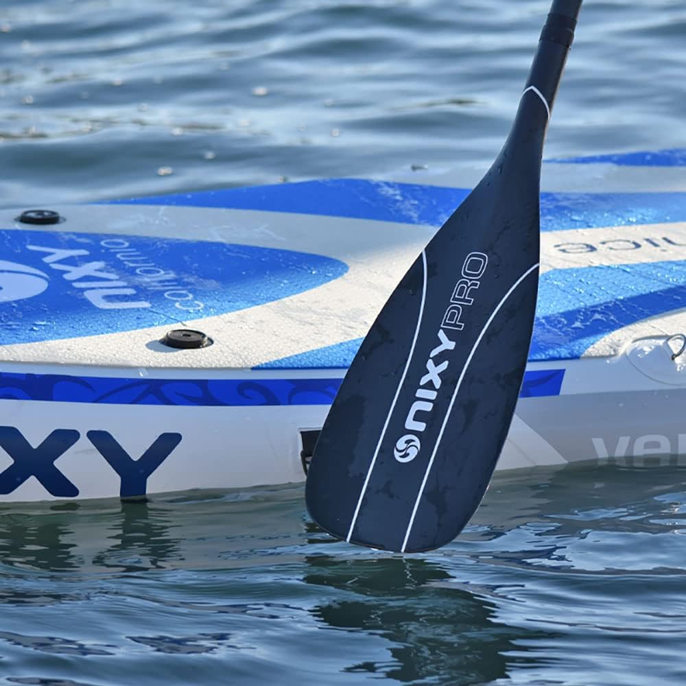 NIXY Full Carbon Fiber SUP Paddle – Adjustable 3 Piece Pro Paddle with ABS Blade Edge for Stand Up Paddle Board – Durable, Lightweight Floating Paddle