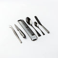 Chef Frank Haasnoot Plating Kit | Utensil Set Deluxe | Black | 6 pcs of Kitchen Tools packed in a case | Culinary Set | Garnish Tweezers & Quenelle Spoons | Food Styling | Pastry & Cooking