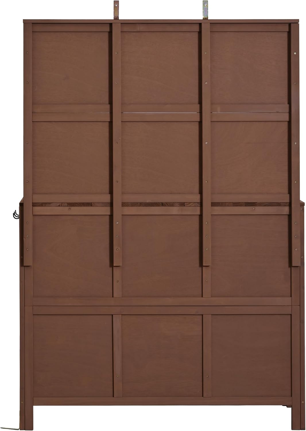 45.3''L Large Fir Wood Potting Bench, Counter Height Outdoor Patio Kitchen Island with Large Countertop, Hutch, Cabinets, Drawers & Hooks, Adjustable Shelf, Wavy Decoration Roof (Brown/103)