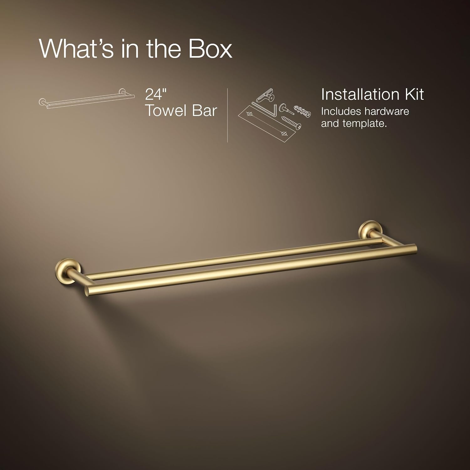 Kohler 14375-2MB Purist® 24' Double Towel bar, Vibrant Brushed Moderne Brass