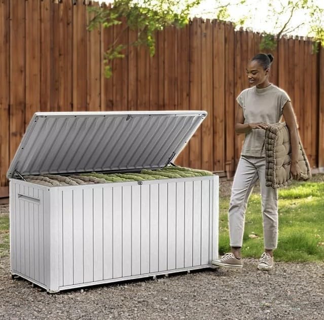 Outdoor/Indoor Storage Deck Box, 170 Gallon Capacity, Weather-Resistant Resin, White