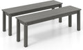 Tangkula HDPE Outdoor Bench, 2-3 Person Patio Bench, 55' Backless Garden Dining Bench with Slatted Seat, Weatherproof Park Bench for Entryway, Porch, Lawn & Backyard (Grey,2)