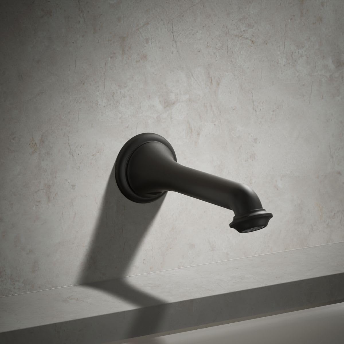 KOHLER K-72792-BL Artifacts Wall-Mount Bath Spout, Turned Design, Timeless Design, Corrosion Resistant, Matte Black