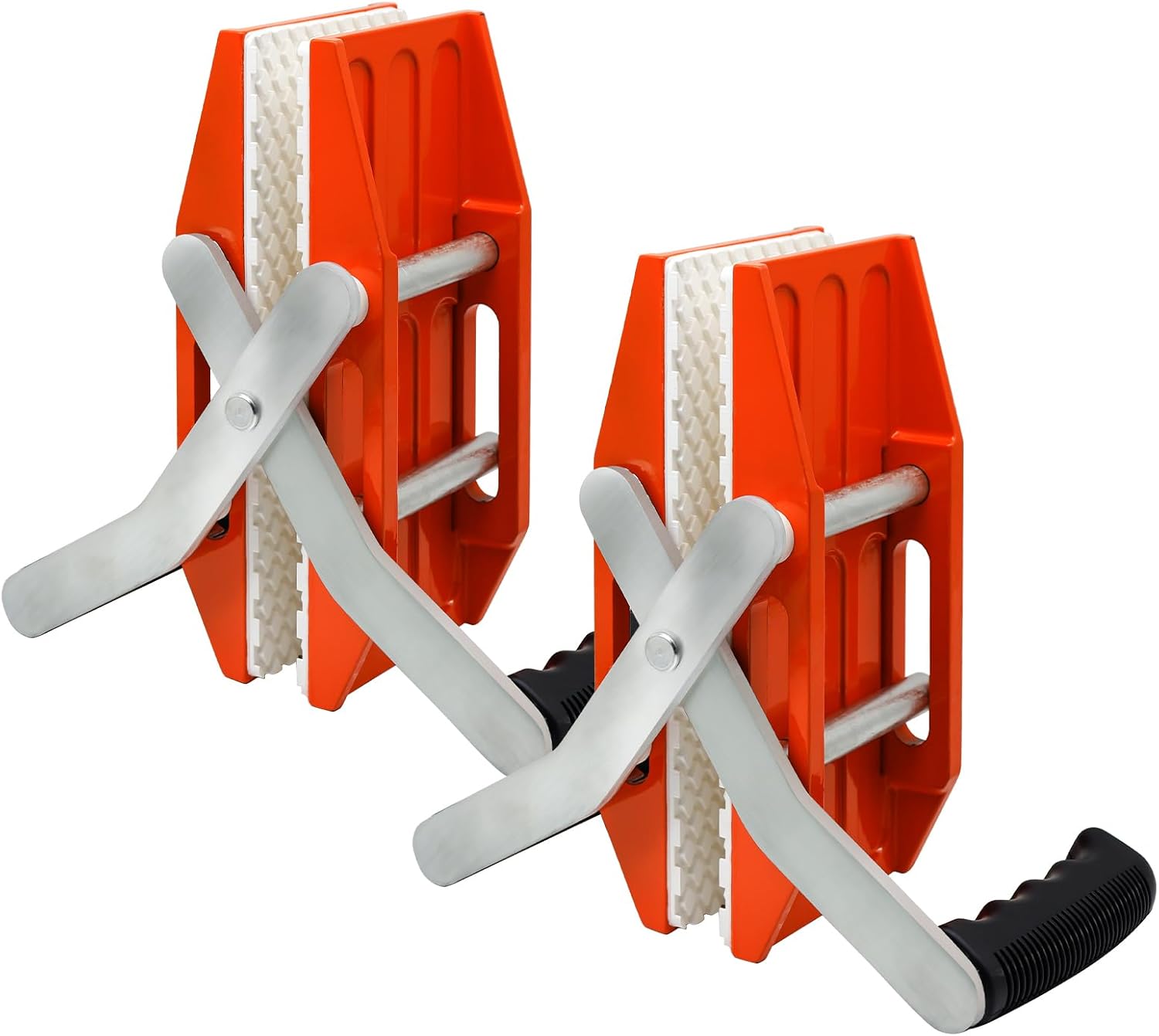 2 PACK Granite Carrying Clamps with White Rubber-lined, Double Handed Stone Panel Carry Lifter Tools, Heavy Duty lifting clamps for Marble, Glass, Slabs and Plywood