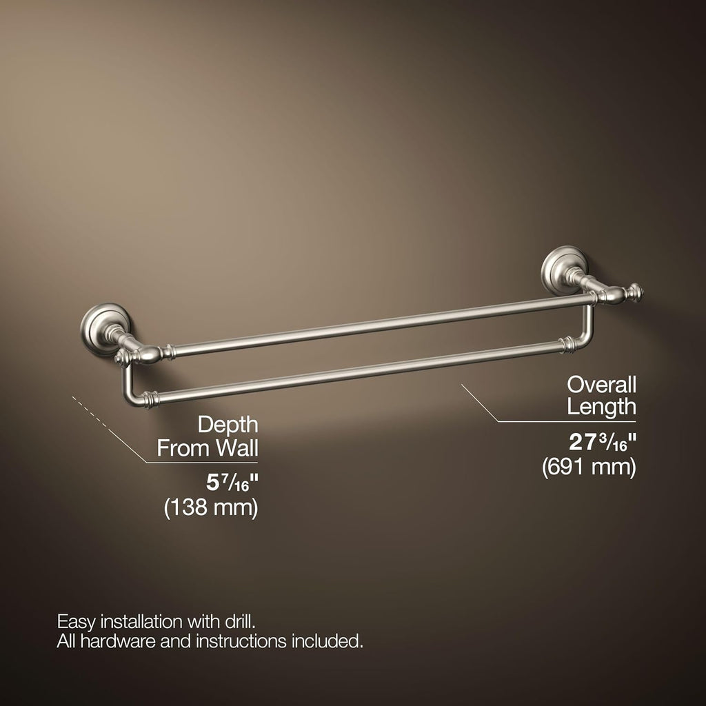 Kohler 72570-BN Artifacts® 24' Double Towel bar, Vibrant Brushed Nickel