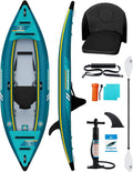 OCEANBROAD Inflatable Sit-in Kayak(NO HIN), 1 Person/2 Person Blow Up Kayak for Adults with Paddle, Kayak Seat, Pedal, Hand Pump and Bag, Blue/Sky Blue