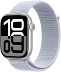 Apple Watch Series 10 [GPS + Cellular, 46mm] - Silver Aluminum Case with Blue Cloud Sport Loop, One Size (Renewed)