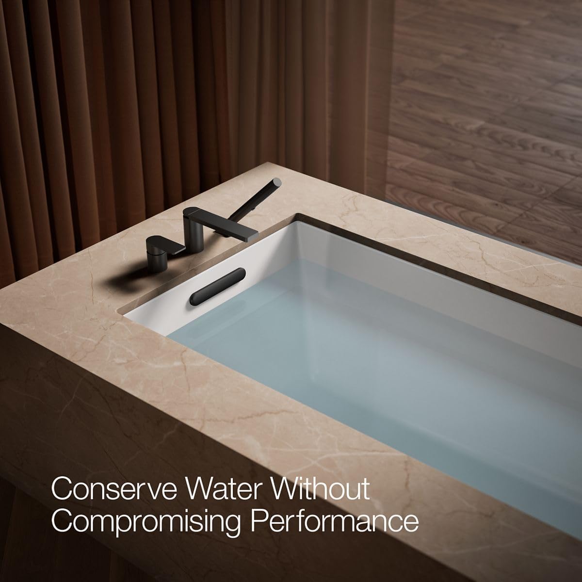 Kohler 23488-4-BL Parallel Single-Handle Deck-Mount Bath Faucet with handshower, Matte Black
