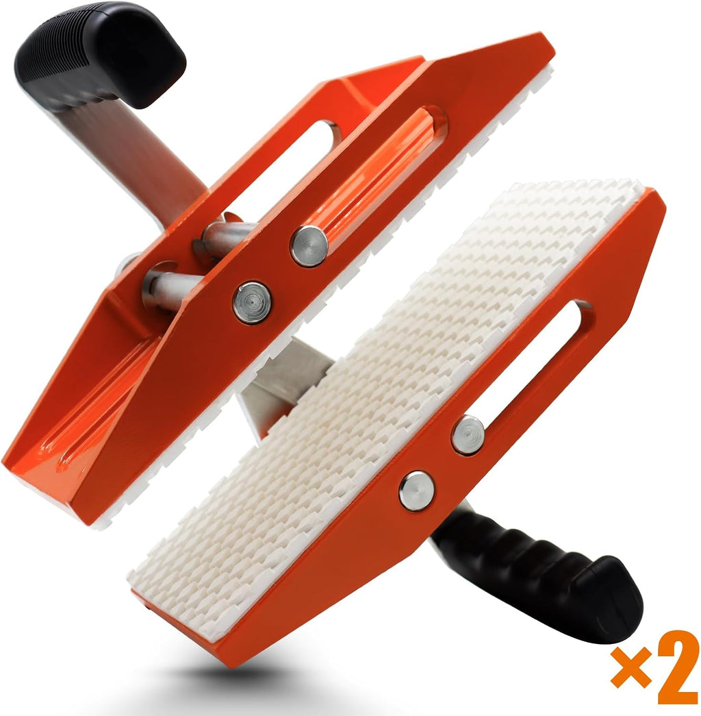 2 PACK Granite Carrying Clamps with White Rubber-lined, Double Handed Stone Panel Carry Lifter Tools, Heavy Duty lifting clamps for Marble, Glass, Slabs and Plywood