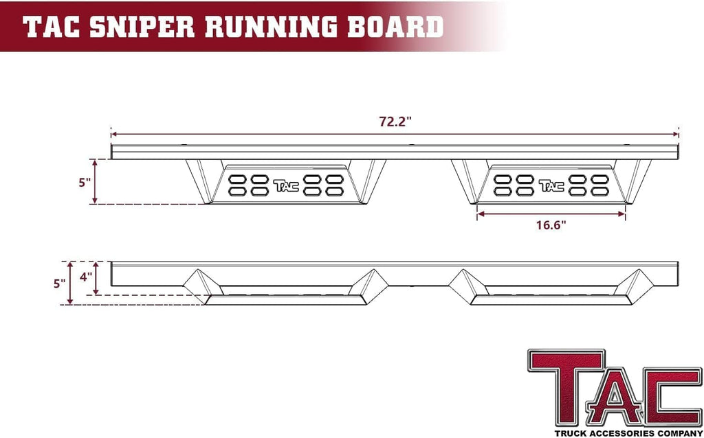 TAC Sniper Running Boards Fit 2007-2018 Silverado/Sierra 1500 EXT/Double Cab|2007-2019 2500/3500 EXT/Double Cab 4' Drop Side Steps Nerf Bars Automotive Exterior Accessories Fine Texture Black 2pcs