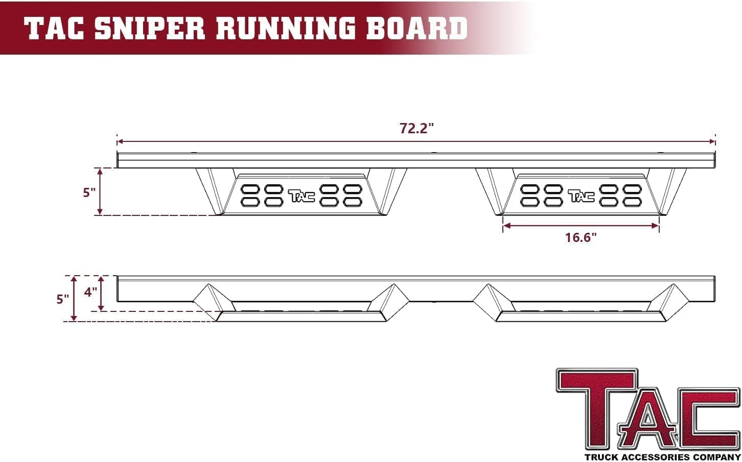 TAC Sniper Running Boards Fit 2007-2018 Silverado/Sierra 1500 EXT/Double Cab|2007-2019 2500/3500 EXT/Double Cab 4' Drop Side Steps Nerf Bars Automotive Exterior Accessories Fine Texture Black 2pcs