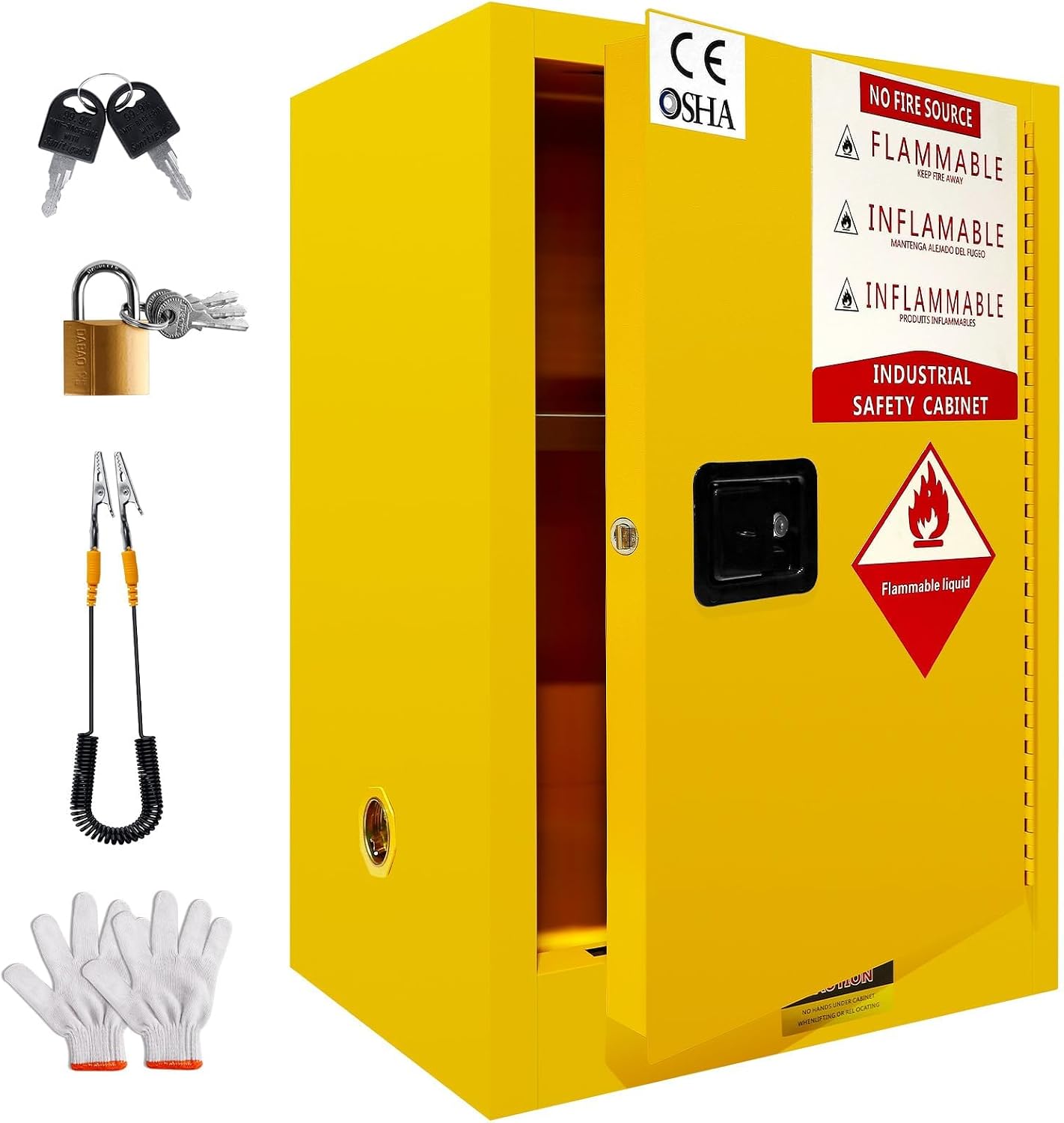 57 Gallon Flammable Storage Cabinet 35H x 26D x 21W - OSHA, Galvanized Steel Flammable Cabinet, Adjustable Shelf for Commercial Industrial Home Use
