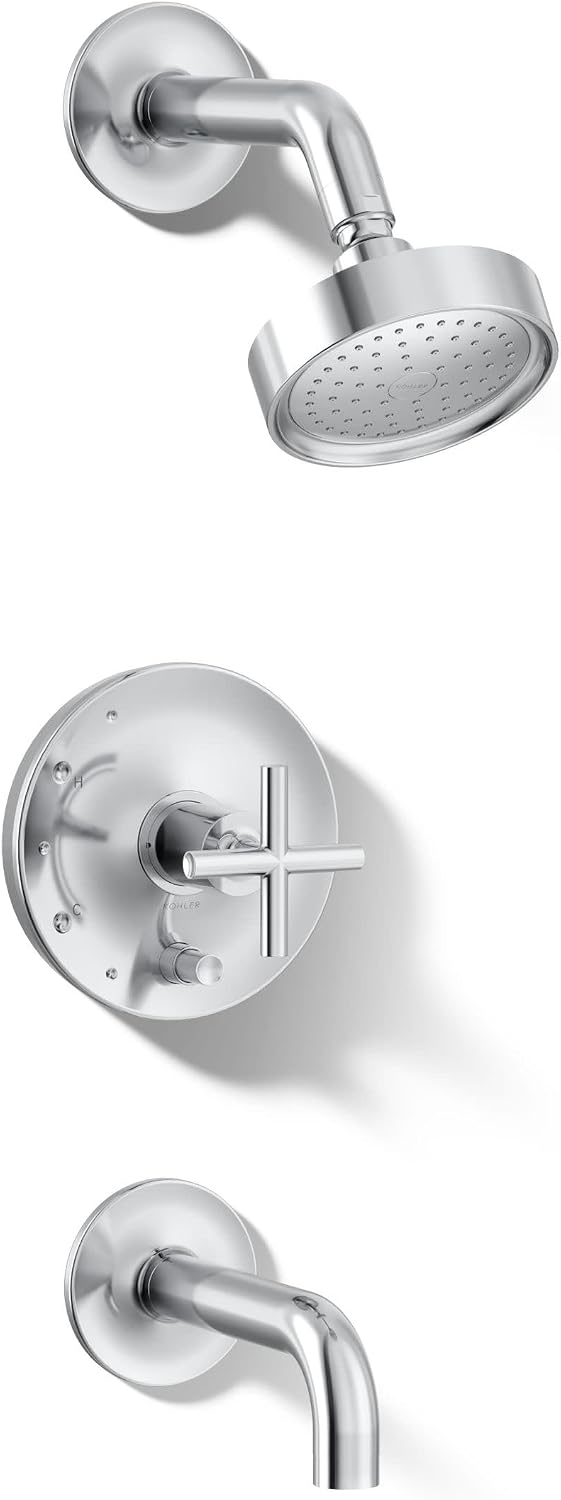 KOHLER K-T14421-3-CP Purist Rite-Temp Pressure-Balancing Bath and Shower Faucet Trim, Polished Chrome