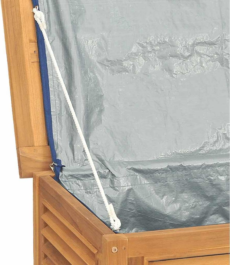 vidaXL Solid Teak Wood Patio Storage Box with Water- PE Bag, ic Indoor and Outdoor Furniture with Ample Storage Space – 68.9'x19.7'x20.9'