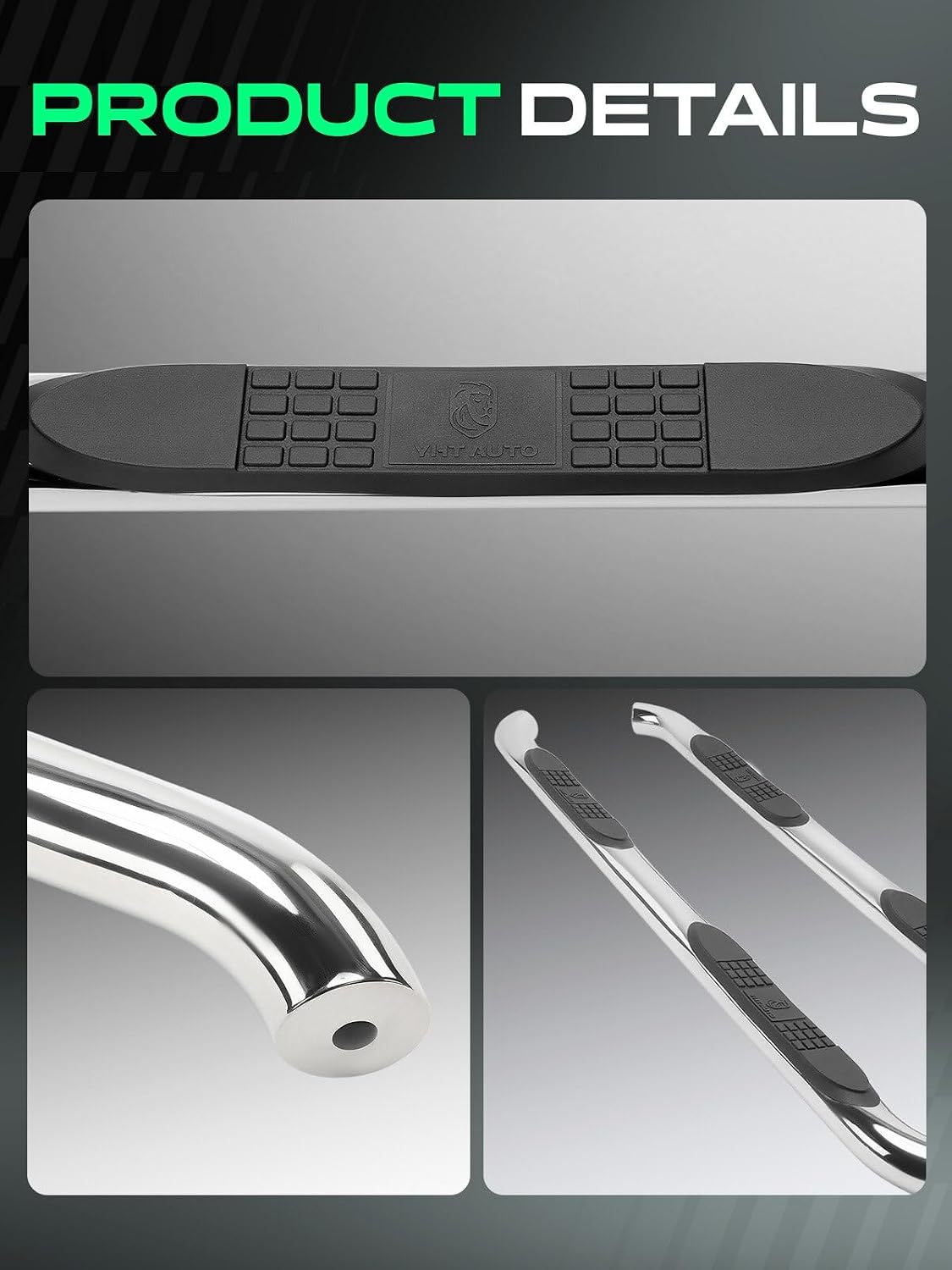 YHTAUTO 3 Inch Running Boards Fit Honda Pilot 2016-2022 SUV, Round Side Steps Stainless Steel Step Bars Off-Road Exterior Accessories