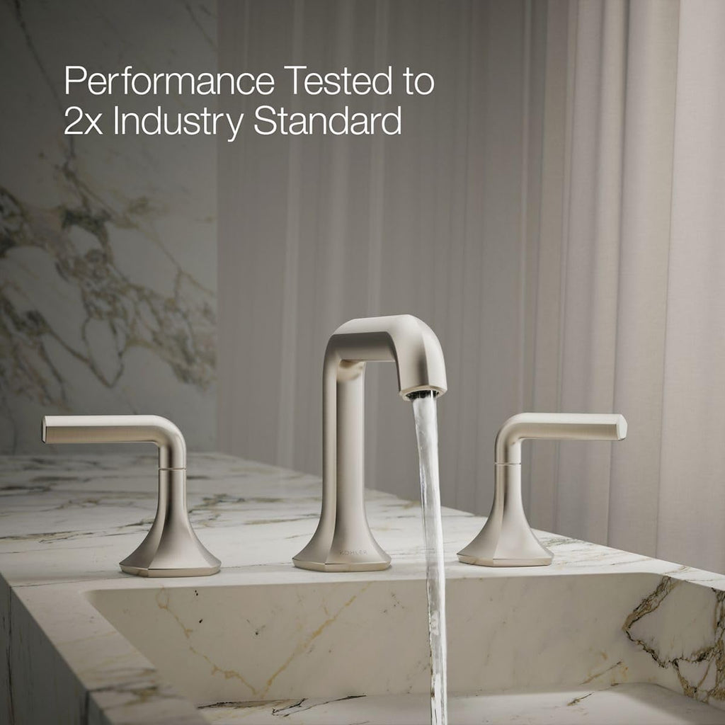 KOHLER 27009-N-BN Occasion Bathroom Sink Faucet Spout, Stationary Deck-Mount Bathroom Sink Spout, 0.5 gpm, Vibrant Brushed Nickel