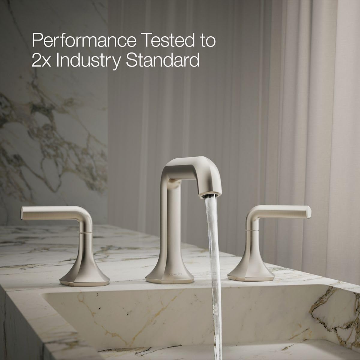 KOHLER 27009-K-BN Occasion Bathroom Sink Faucet Spout, Stationary Deck-Mount Bathroom Sink Spout, 1.0 gpm, Vibrant Brushed Nickel