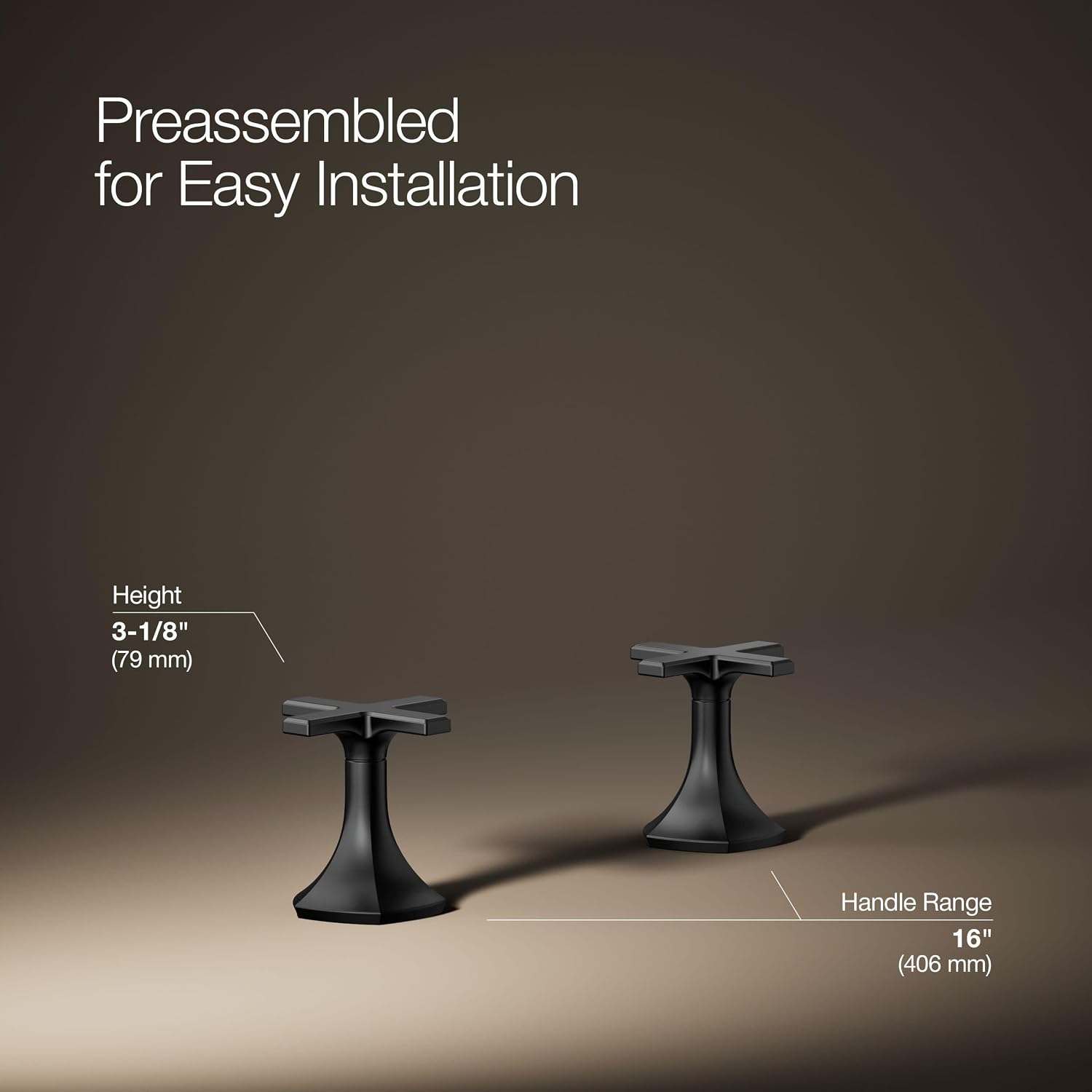 Kohler 27010-3-BL OCCASION™ Cross bathroom sink faucet handles, Matte Black