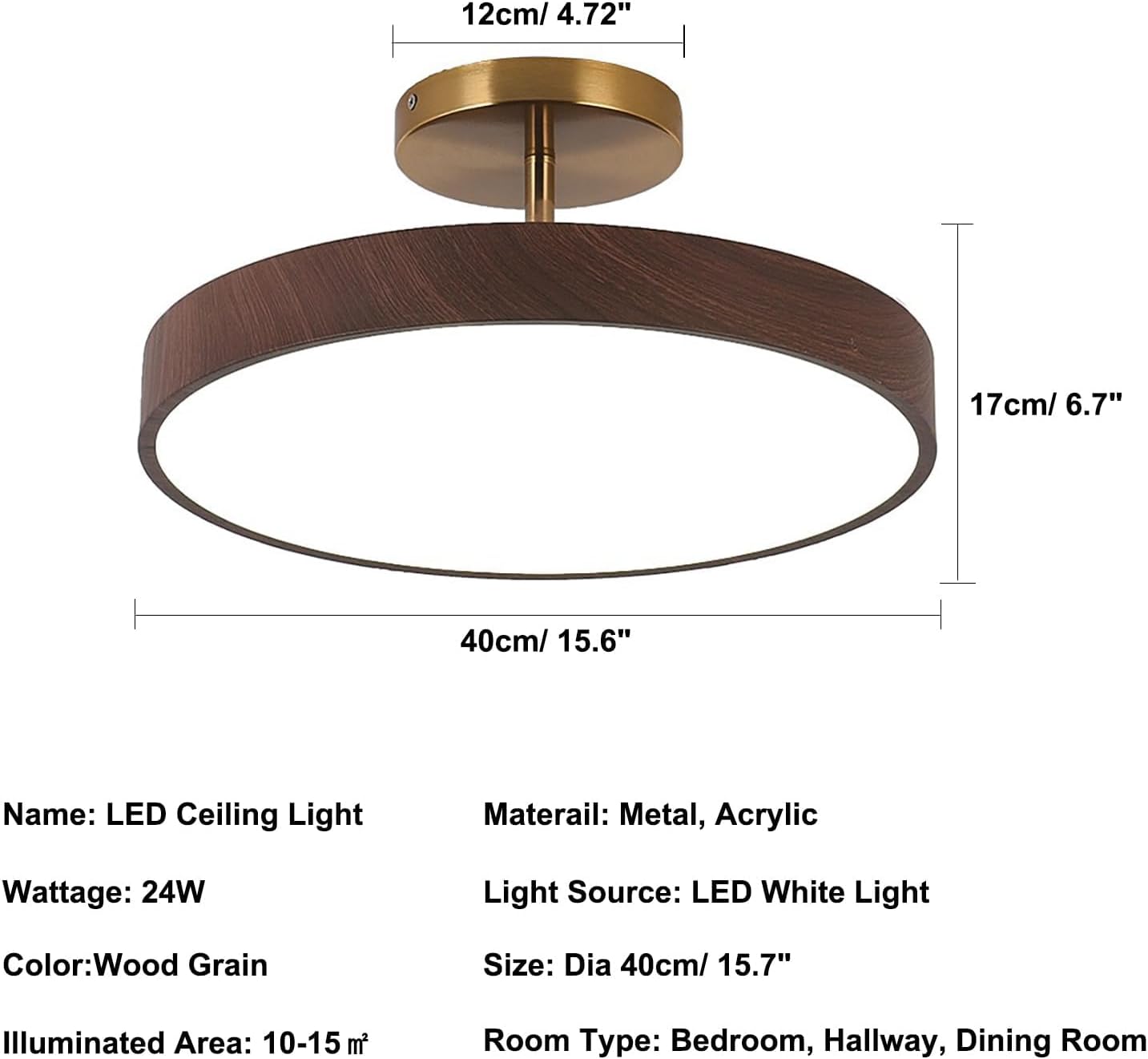 Mid Century Modern LED Ceiling Lighting Wood Art Decoration 15.6-inch White Light 2-Pack Nordic Modern Retro Lamp Round Pendant Lights for Dining Room Farmhouse Bedroom