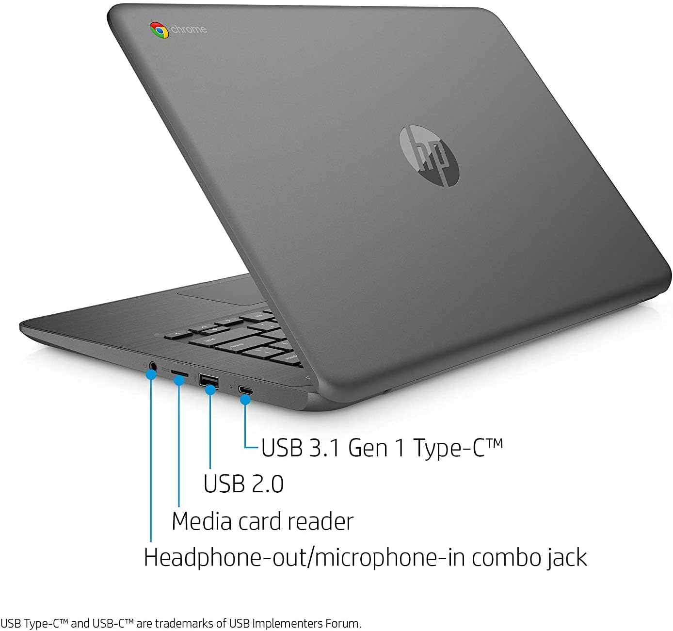 HP Chromebook 14-inch Laptop with 180-Degree Hinge, Touchscreen Display, AMD Dual-Core A4-9120 Processor, 4 GB SDRAM, 32 GB eMMC Storage, Chrome OS (14-db0060nr, Chalkboard Gray)