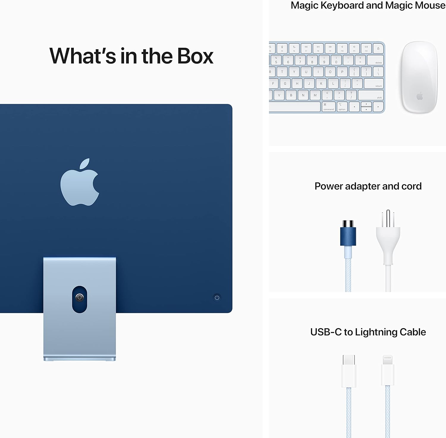 Apple 2021 iMac All in one Desktop Computer with M1 chip: 8-core CPU, 7-core GPU, 24-inch Retina Display, 8GB RAM, 256GB SSD Storage, Matching Accessories. Works with iPhone/iPad; Blue