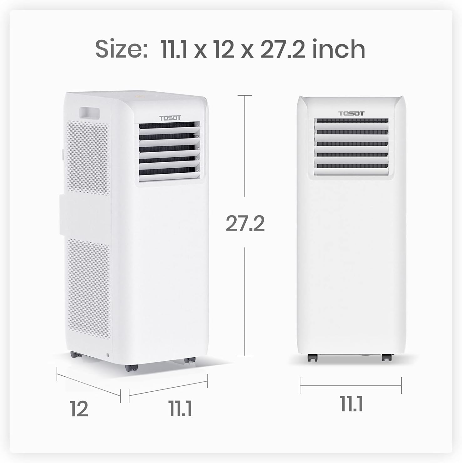 TOSOT 9,000 BTU Air Conditioner Easier to Install, Quiet and 3-in-1 Portable AC, Dehumidifier, Fan for Rooms up to 250 Sq Ft, Aovia Series, White
