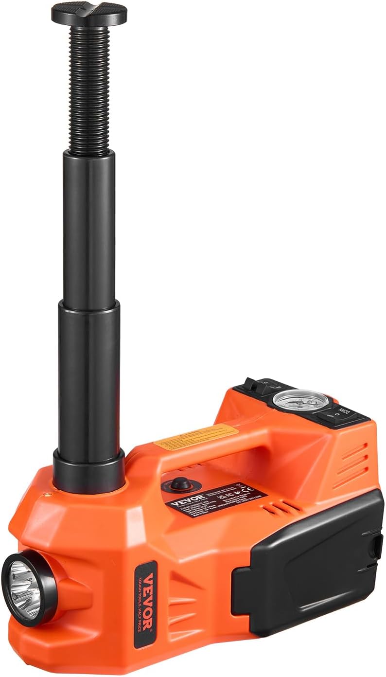VEVOR Electric Car Jack, 5 Tons /11000 lbs, Electric Scissor Jack with Built-in Inflator, 12V Tire Change Replacement with Electric Impact Wrench & LED Light, Portable Jack kit for Sedan, SUV, Truck
