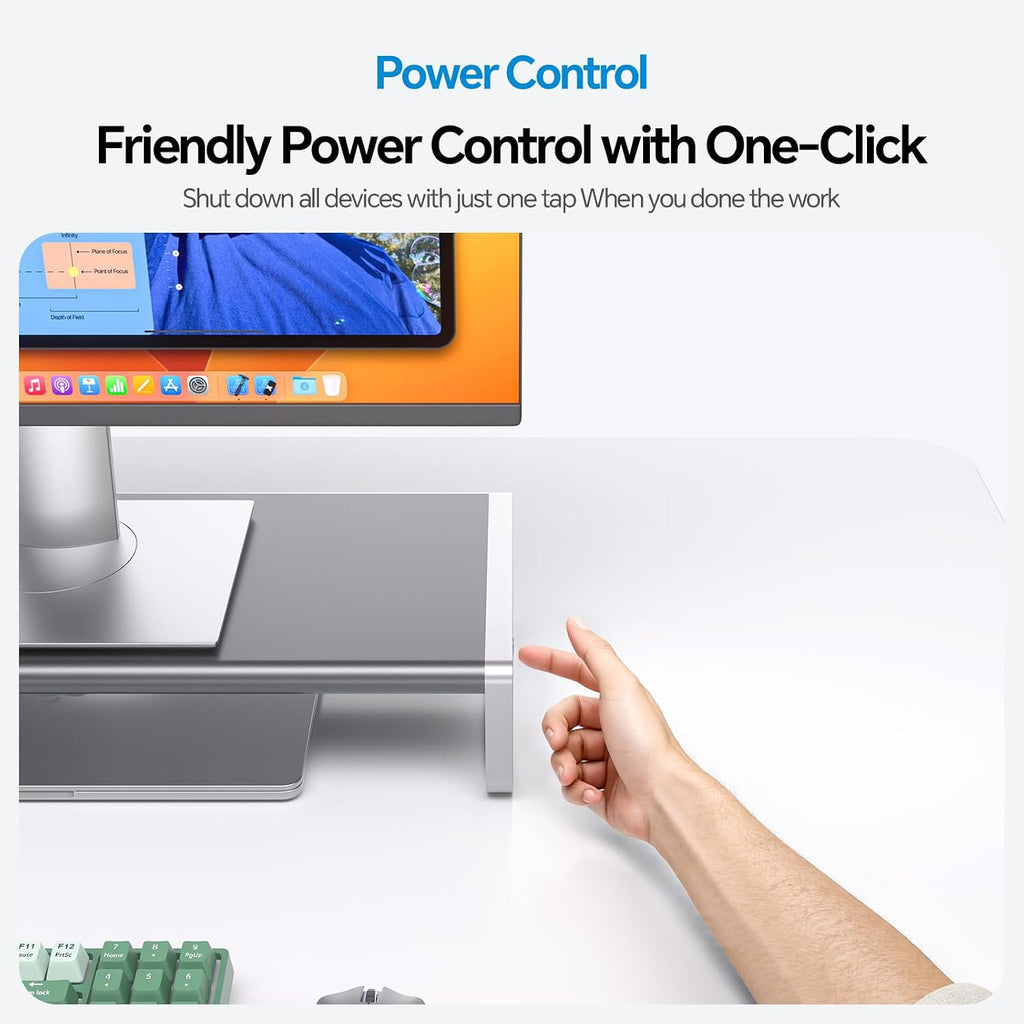 MacBook Docking Station Monitor Stand, 13-in-1 USB C Laptop Docking Station with 6 USB A/C Ports (Data & Max 60W Charging), 4K HDMI, SD/TF, 3.5mm Audio, Ethernet for MacBook, Windows