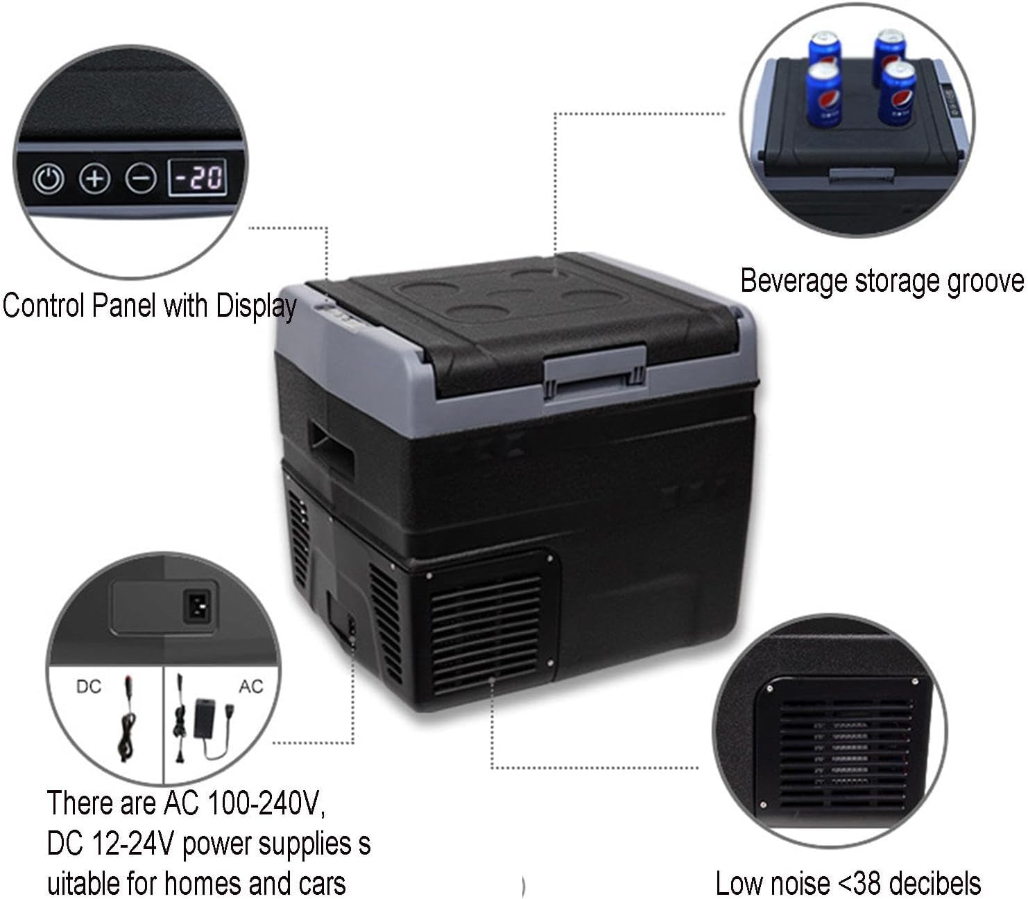 Car Refrigerator, Fast Cooling Portable Fridge Freezer 12 V Freezer Compressor Cooler for Car, RV, Truck, Van, Boat for Camping, Travel, Fishing Outdoor,20L