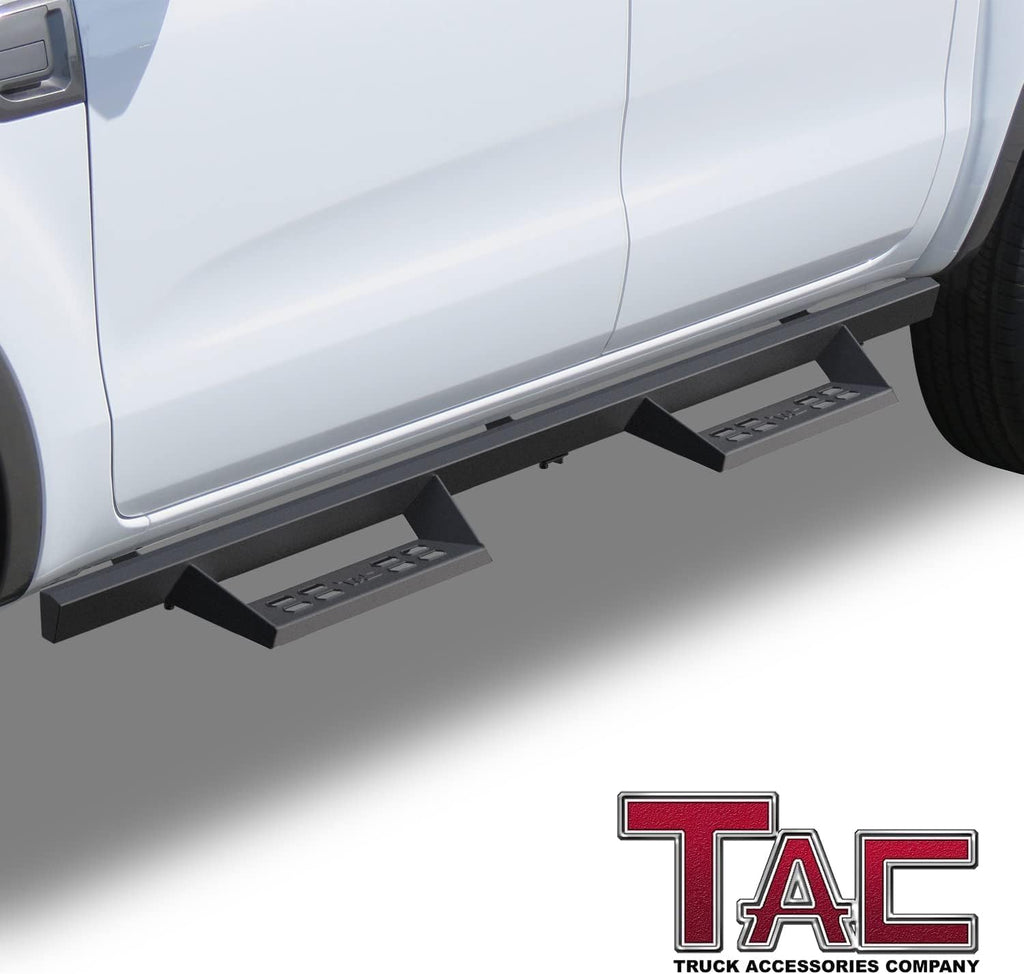 TAC Sniper Running Boards Compatible with 2019-2025 Ford Ranger SuperCrew Cab Truck Pickup 4' Drop Fine Texture Black Side Steps Nerf Bars Rock Slider Armor Off-Road Accessories (2pcs)