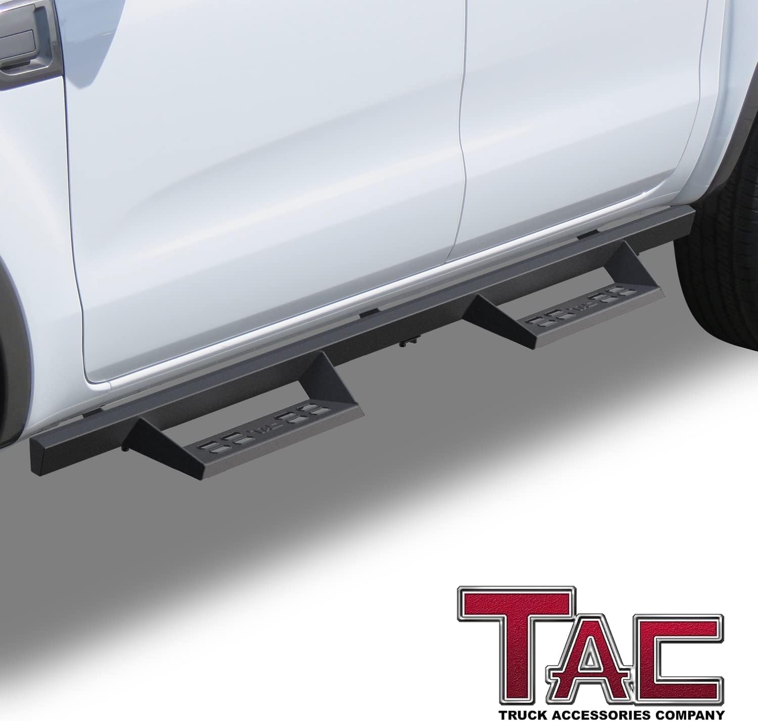 TAC Sniper Running Boards Compatible with 2019-2025 Ford Ranger SuperCrew Cab Truck Pickup 4' Drop Fine Texture Black Side Steps Nerf Bars Rock Slider Armor Off-Road Accessories (2pcs)