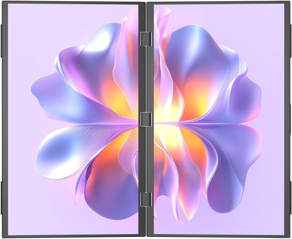 waveshare 14inch Dual-Screen Portable Monitor, Supports Windows/MacOS, Dual-1080p High Definition Foldable Screen, 100% SRGB, 178° Wide Viewing Angle, Built-in Gravity Sensor, Hi-Fi Speaker